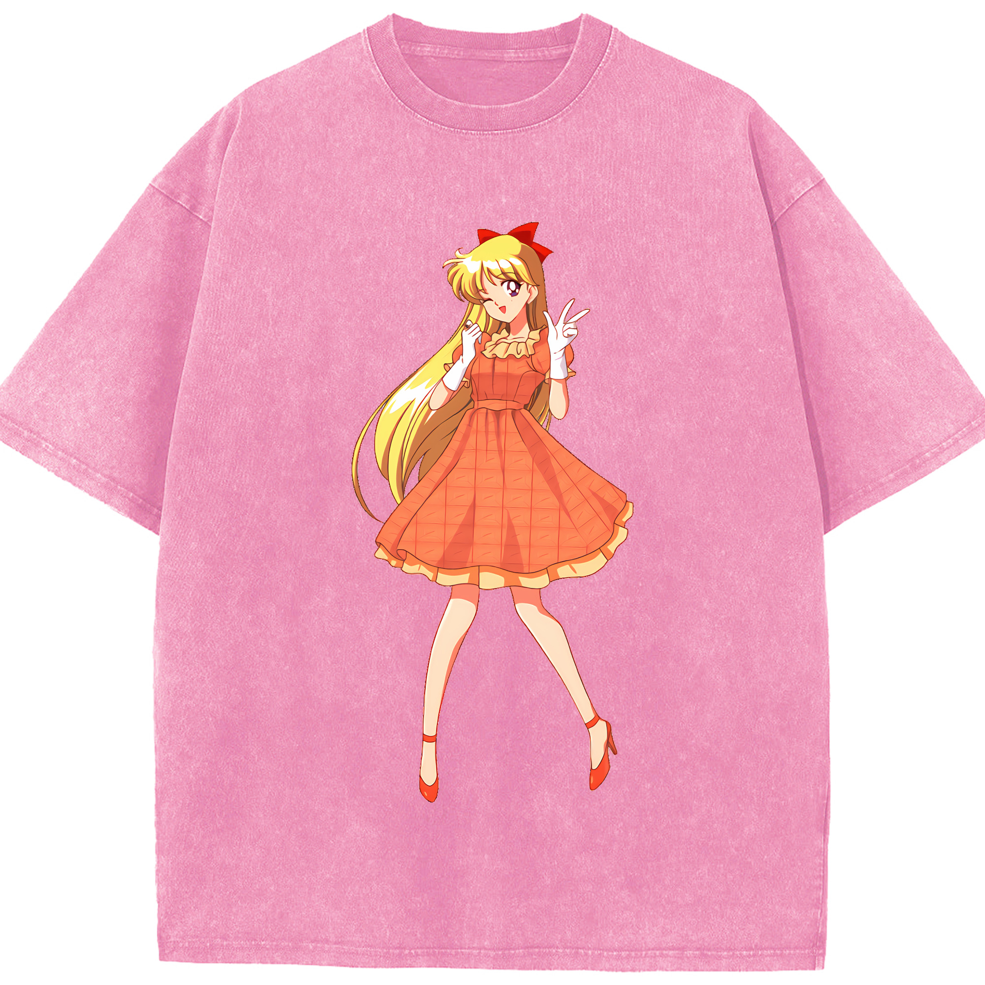 （画像用） 美少女戦士セーラームーン 愛野 美奈子 あいの みなこ Sailor Moon Aino Minako 綿100% ヴィンテージ風 半袖Tシャツ（フロントプリント）